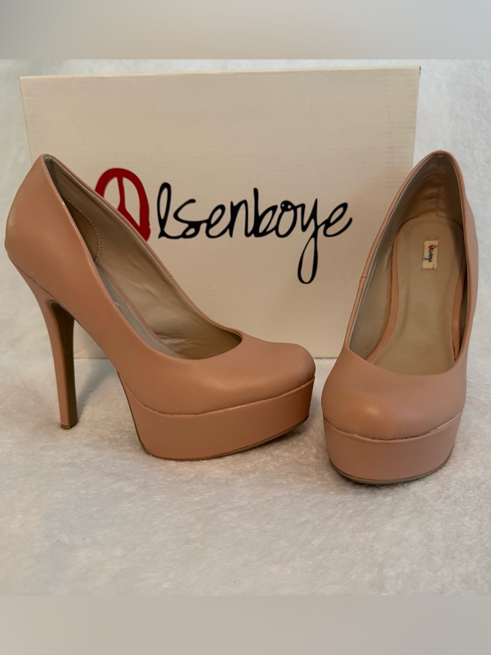 Olsenboye OMARCY Faux Leather Blush Nude 1.25” Platform 5.5” High Heels